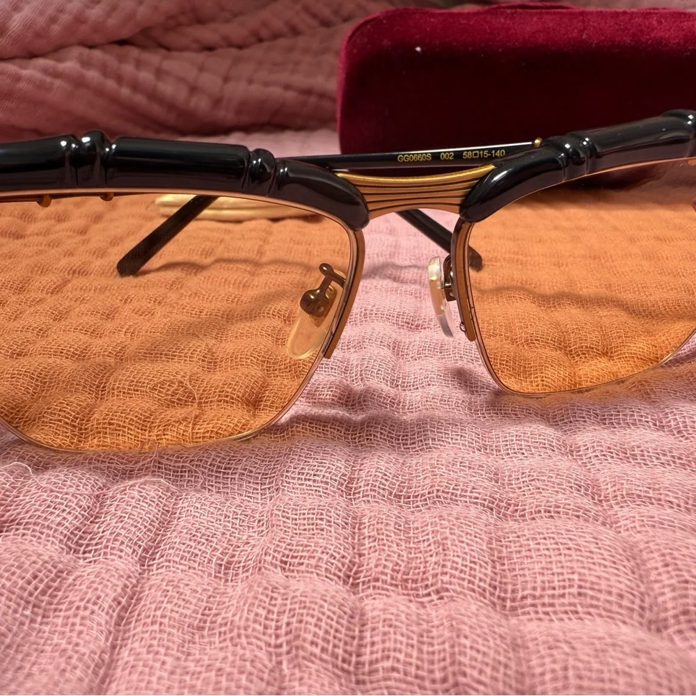 New with Box Gucci Cat Eye-Frame Bamboo Sunglasses GG0660S - Picture 3 of 7